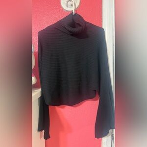 Pink Rose Women's Black Ribbed Sweater